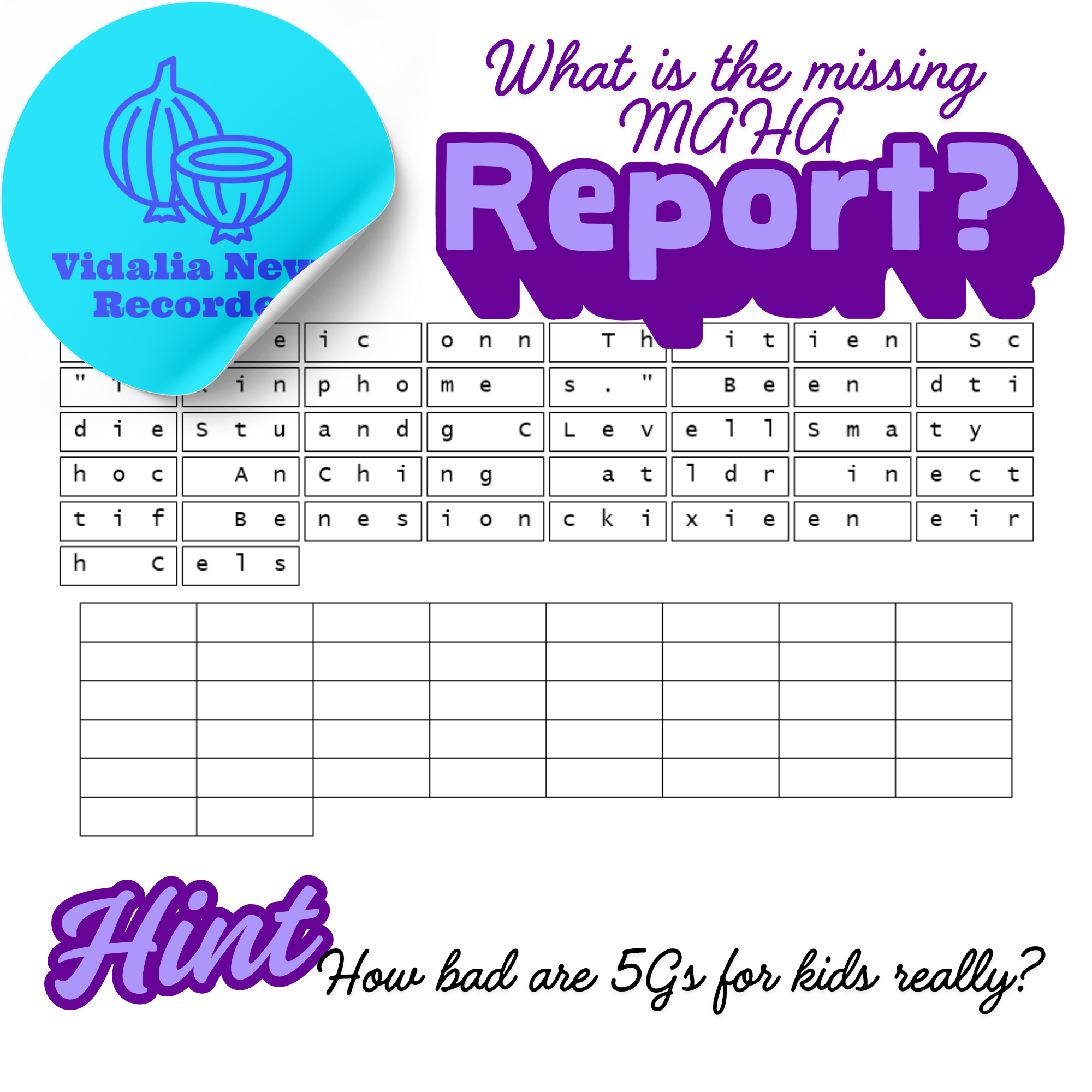 Message Scrabble – What is the missing MAHA report?